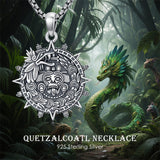 Sterling Silver Mictlantecuhtli Quetzalcoatl Tezcatlipoca Skull Pendant Necklace Aztec Jewelry For Men