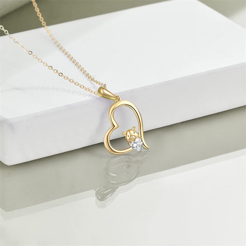 14k Yellow Gold Pig Pendant Necklace