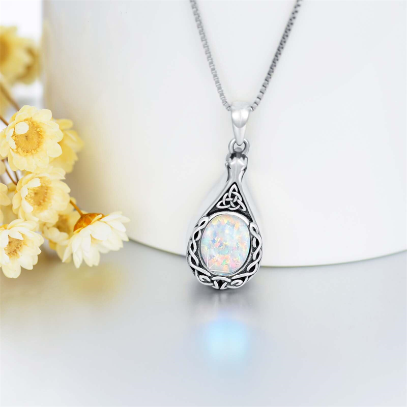 Sterling Silver Personalized Engraved Moss Agate Larimar Moonstone Opal Turquoise Urn Necklace for Ashes