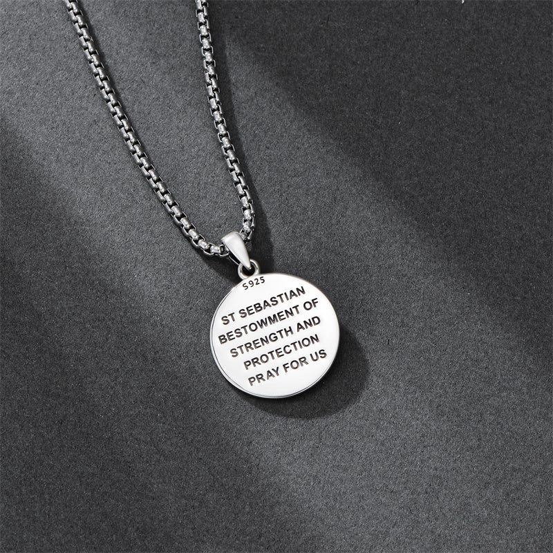 Sterling Silver Saint  Michael Christopher Sebastian Jude Gabriel Anthony Religious Pendant Necklace