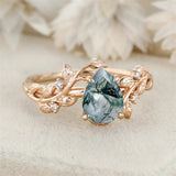 Sterling Silver 10K 14K 18K  Gold Pear Gemstone Vintage Engagement Wedding Promise Anniversary Ring