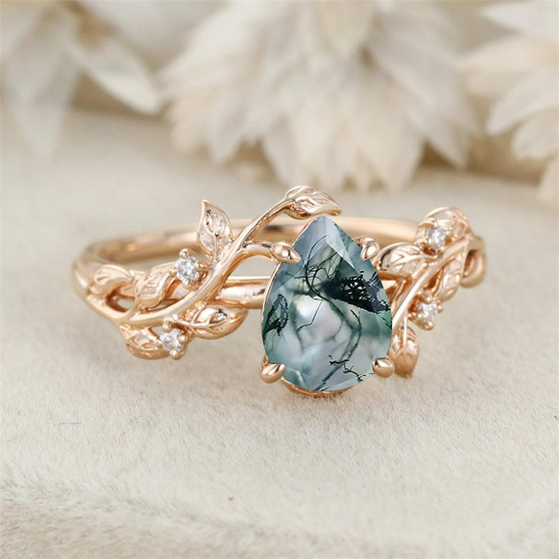 Sterling Silver 10K 14K 18K  Gold Pear Gemstone Vintage Engagement Wedding Promise Anniversary Ring