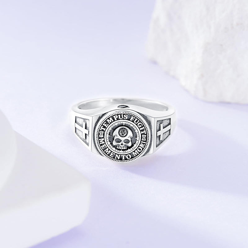 Sterling Silver Memento Mori Urn Ring for Ashes