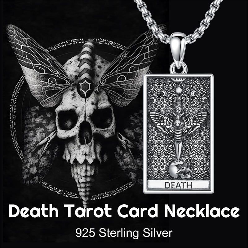 Sterling Silve Sun Moon Star Strength Lovers Death Devil Fool Tarot Card Pendant Necklace