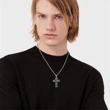 Sterling Silver Cross Christian Pendant Necklace for Men