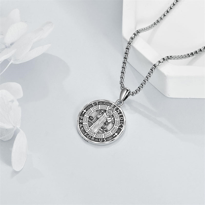 Sterling Silver Saint Gabriel,Saint Jude,Saint Benedict,Saint Patrick ,Saint Peregrine Pendant Necklace