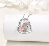Sterling Silver Heart Highland Cow Pendant Necklace