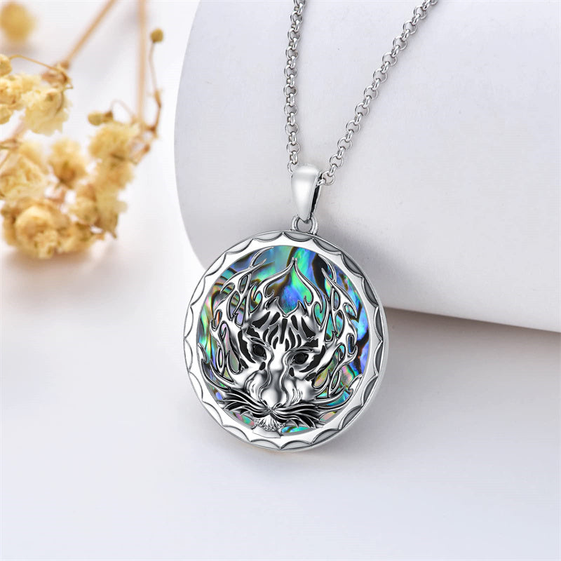 Sterling Silver Aztec Lion Cross Pendant Necklace