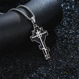 Sterling Silver Cross Christian Pendant Necklace for Men