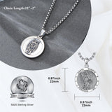 Sterling Silver Saint  Michael Christopher Sebastian Jude Gabriel Anthony Religious Pendant Necklace