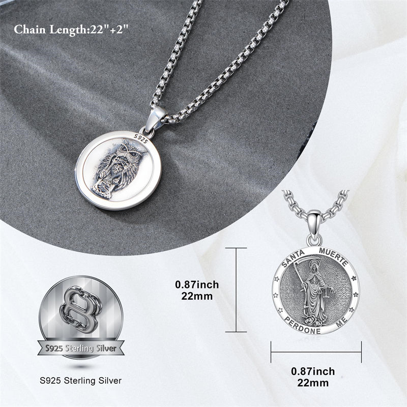 Sterling Silver Saint  Michael Christopher Sebastian Jude Gabriel Anthony Religious Pendant Necklace