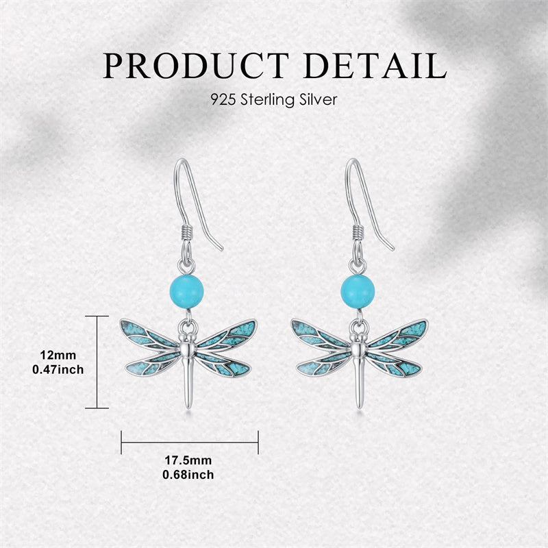 Sterling Silver Turquoise Owl Dragonfly Butterfly Hummingbird Dangle Earrings