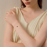 14K Gold Garnet Leaf Red Bracelet