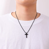 Sterling Silver Cross Pendant Necklace with Stainless Steel 2.0mm Rope Chain