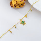 14K Gold Sea Turtle Single Layer Anklet