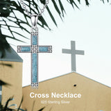 Sterling Silver Turquoise Obsidian Opal Necklace Christian Cross Pendant Necklace