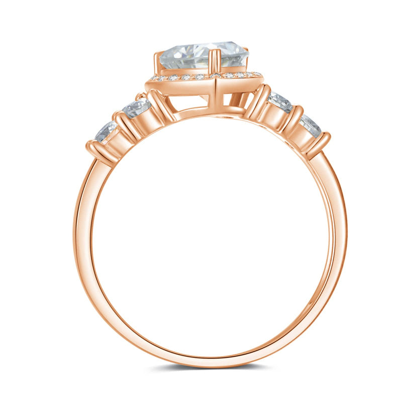 10K Gold 14K Gold 18K Gold  Heart-Cut Moissanite Halo Engagement Rings