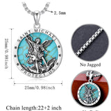 Sterling Silver St Michael St Christopher Pendant Necklace for Men