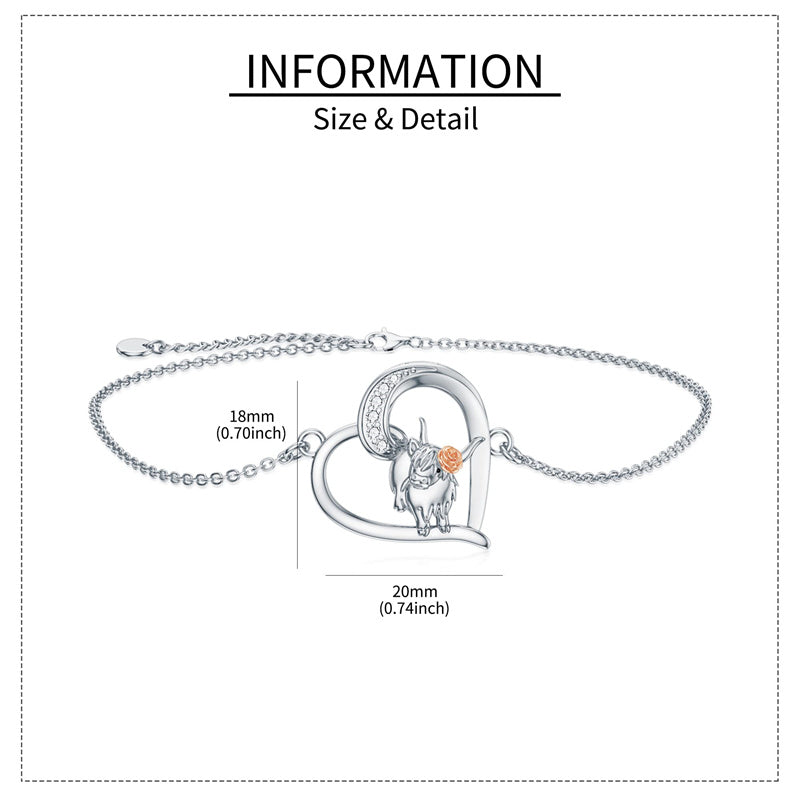 Sterling Silver Highland Cow Bracelet