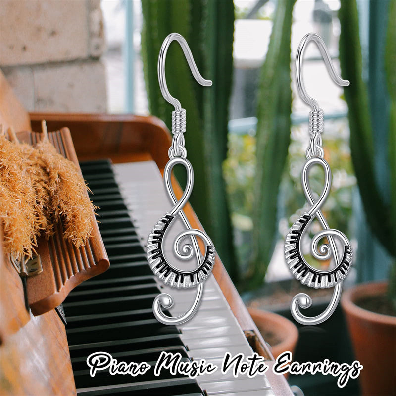 Sterling Silver Music Paino Dangle Earrings
