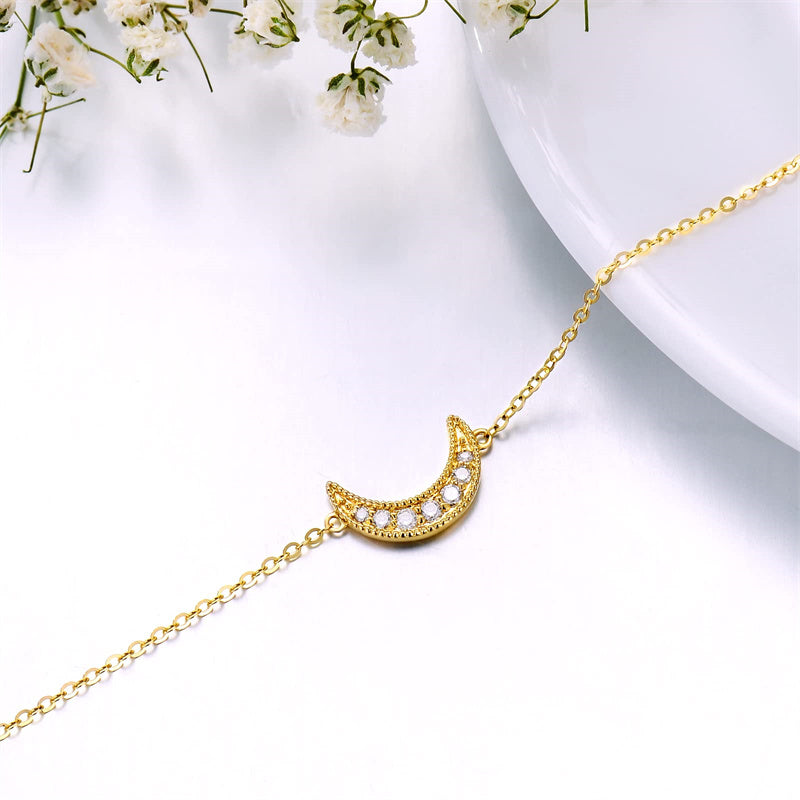 14k Gold 5A Marquise-Cut 5A cubic zirconia stones Moon Bracelet