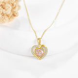 14K Yellow Gold Rose Heart Pendant Necklace