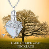 Sterling Silver Crystal Heart Tree of Life Urn Necklace for Ashes