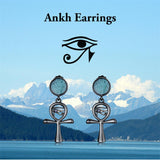 Sterling Silver Medieval Sword Dangle Cross Knives  Ankh Drop Earrings