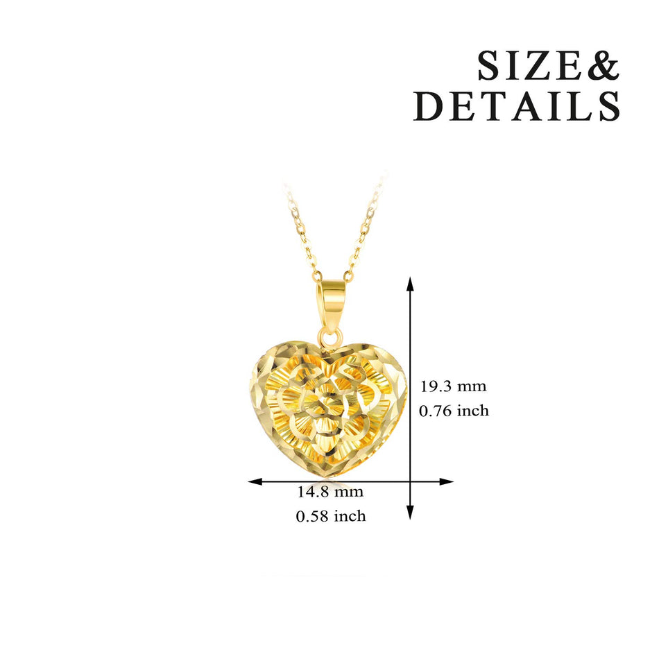 18K Gold Heart Pendant Necklace