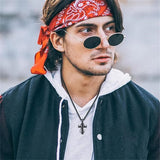 Sterling Silver Fish Hook Cross Pendant Necklace for Men