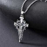 Sterling Silver Nail Cross Pendant Necklace for Men
