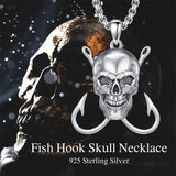 Sterling Silver Antler Fish Hook Pendant Necklace for Men