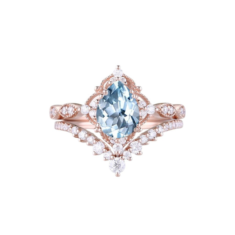 Sterling Silver 10K 14K 18K Gold Pear Shaped Gemstone Engagement Ring