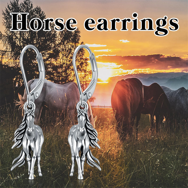 Sterling Silver Horse Leverback Earrings