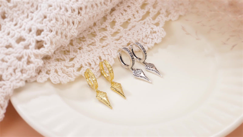 Sterling Silver Viking Raven Stud Dangle Earrings