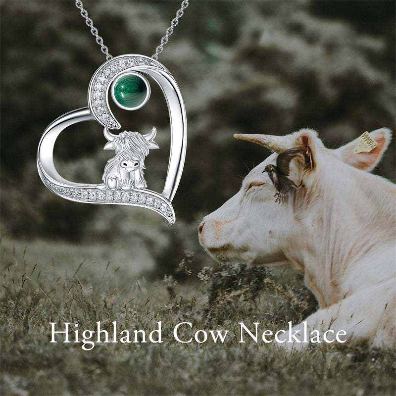 Sterling Silver Highland Cow Pendant Necklace