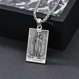 Sterling Silver Lovers Hierophant Magician Three of Swords Wheel of Fortune SkeletonTarot Card Pendant Necklace
