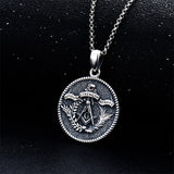 Sterling Silver Aztec Lion Cross Pendant Necklace