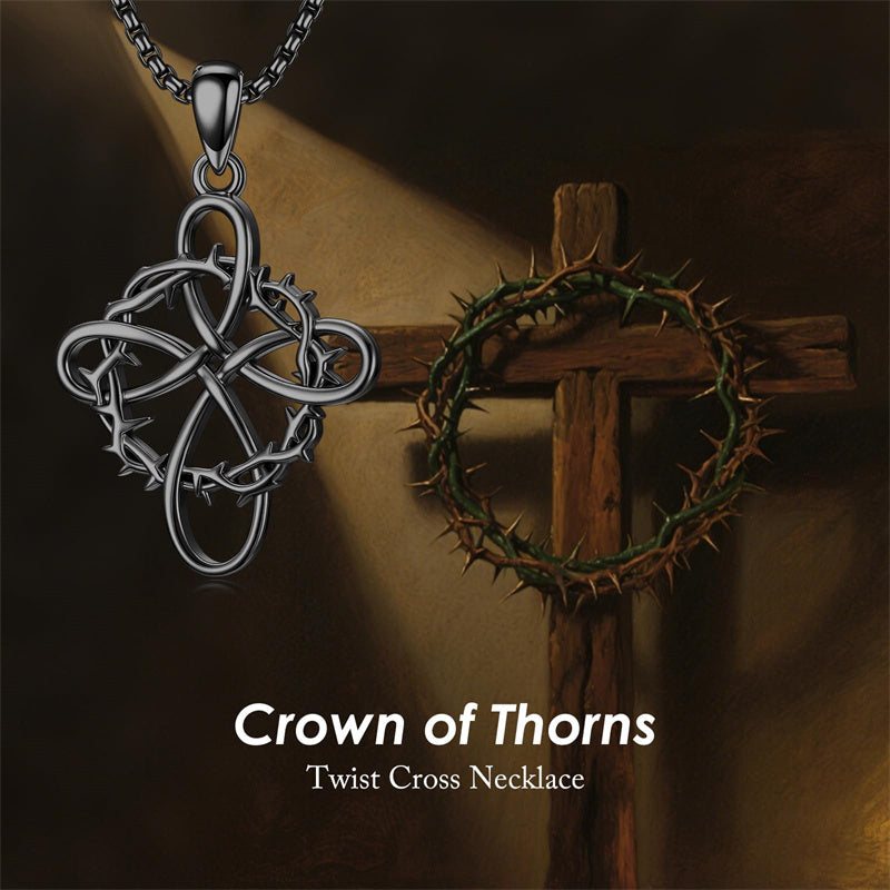 Sterling Silver Nial Cross David Pendant Necklace