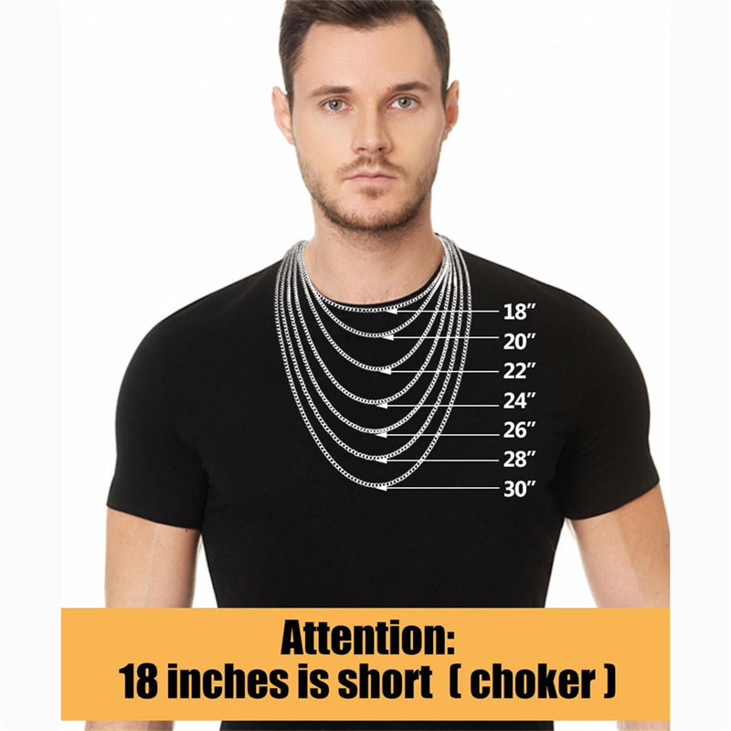 Sterling Silver Cross Pendant Necklace with 3.0mm Stainless Steel Cuban Chain