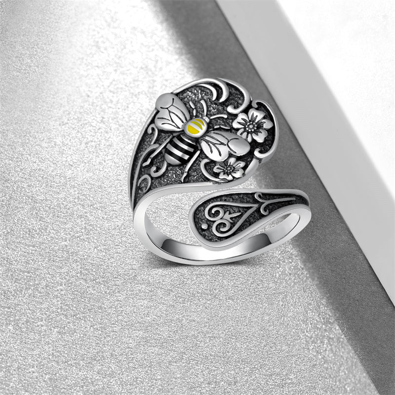 Sterling Silver Hummingbird Butterfly Bee Red Cardinal Pink Flamingo Adjustable Spoon Ring