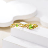 Sterling Silver 10K 14K 18K Gold Pear Cut Gemstone Leaf  Engagement Ring Set