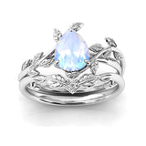 Sterling Silver 10K 14K 18K Gold 1ct Pear Shaped Gemstone Gemstone Engagement Ring Wedding Ring Sets
