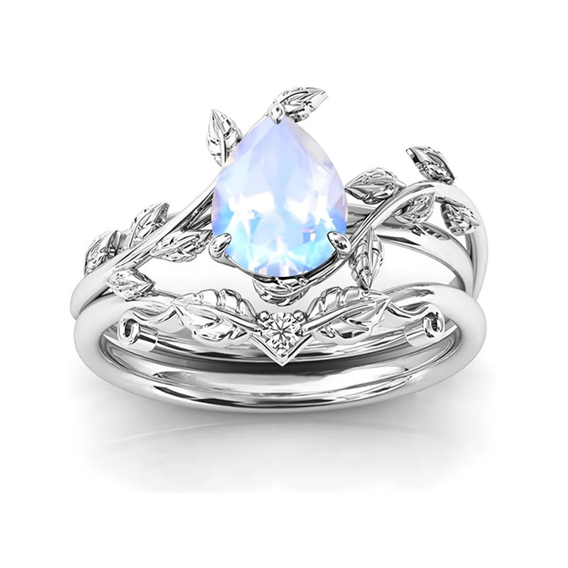 Sterling Silver 10K 14K 18K Gold 1ct Pear Shaped Gemstone Gemstone Engagement Ring Wedding Ring Sets