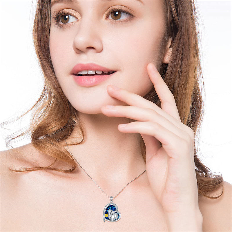 Sterling Silver Heart Highland Cow Pendant Necklace