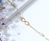 14k Gold Pearl Love Knot Infinity Bracelet