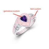 Sterling Silver Personalized Class Ring Graduation Ring for Women