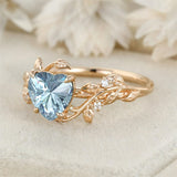 Sterling Silver 10K 14K 18K Solid Gold Heart Gemstone Vintage Engagement Ring Wedding Promise Anniversary Ring