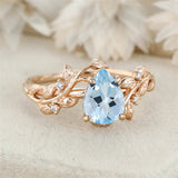 Sterling Silver 10K 14K 18K  Gold Pear Gemstone Vintage Engagement Wedding Promise Anniversary Ring