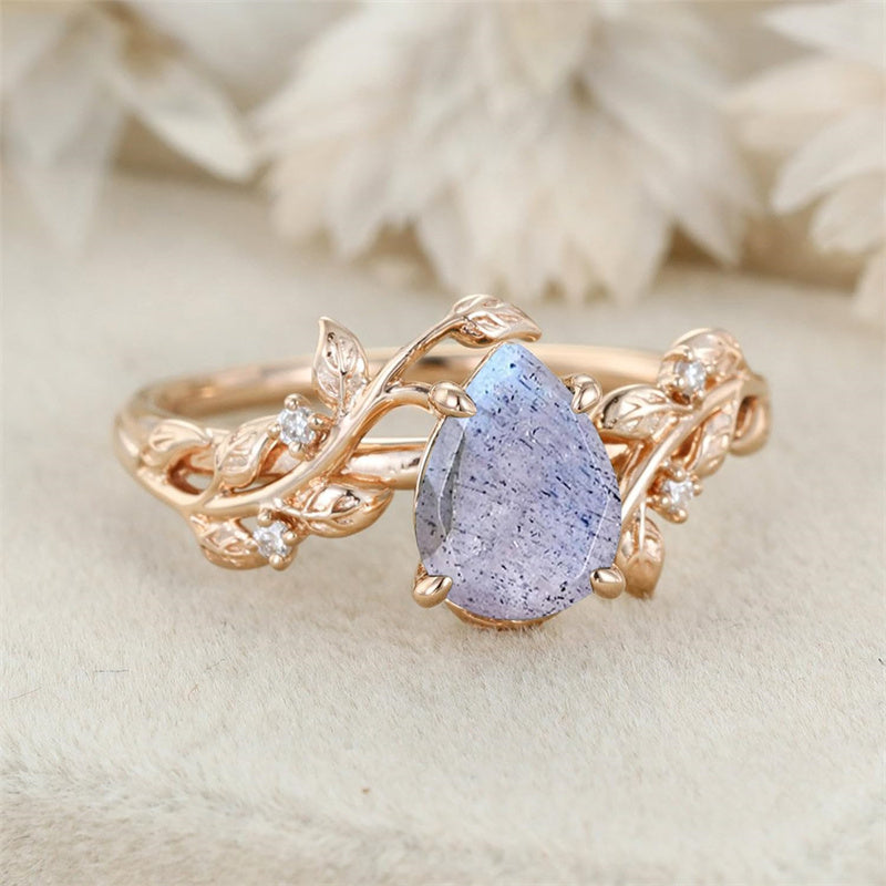 Sterling Silver 10K 14K 18K  Gold Pear Gemstone Vintage Engagement Wedding Promise Anniversary Ring